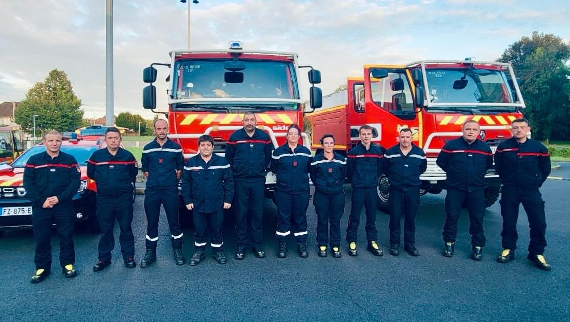 Les 11 pompiers corréziens au départ de Brive ce jeudi