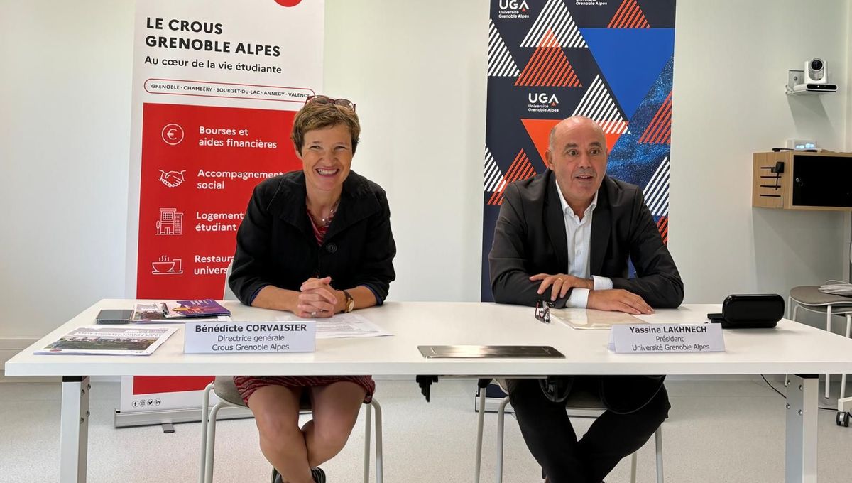 Bénédicte Corvaisier, directrice générale du Crous Grenoble Alpes, et Yassine Lakhnech, le président de l'UGA.