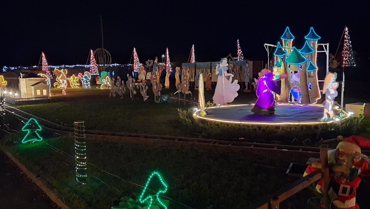 Le jardin illuminé de Nicole et Marcel à Aron.