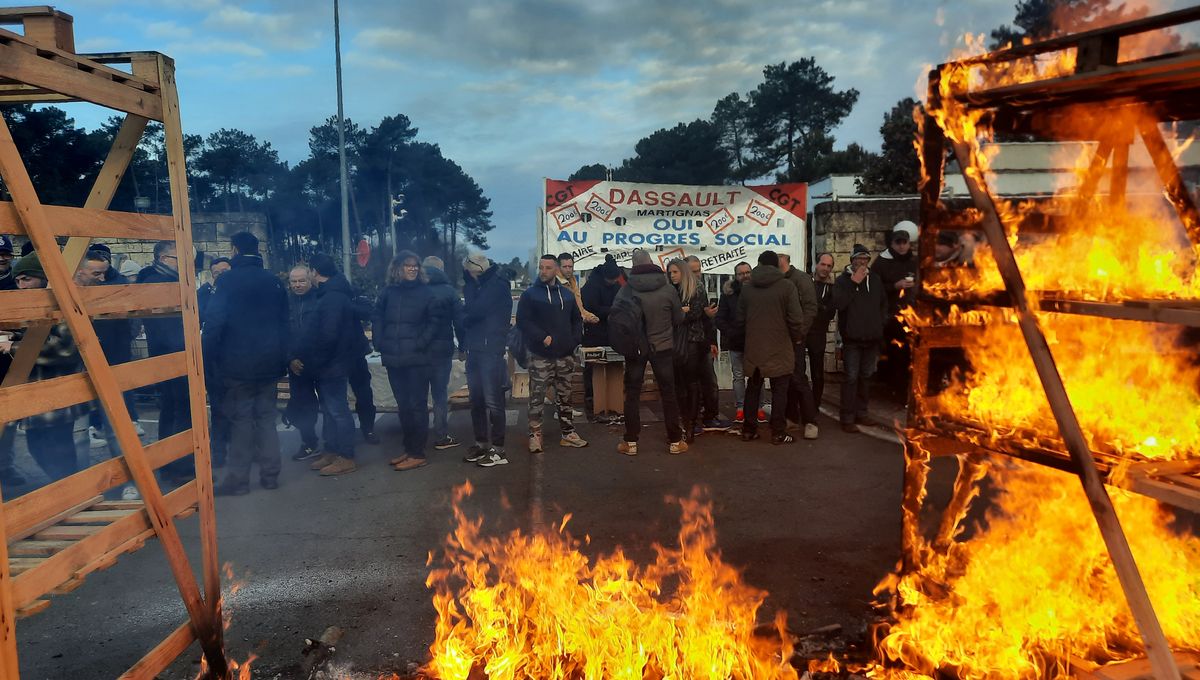 Mardi 5 avril lors de la dernière mobilisation sociale sur le site Dassault à Martignas-sur-Jalle.