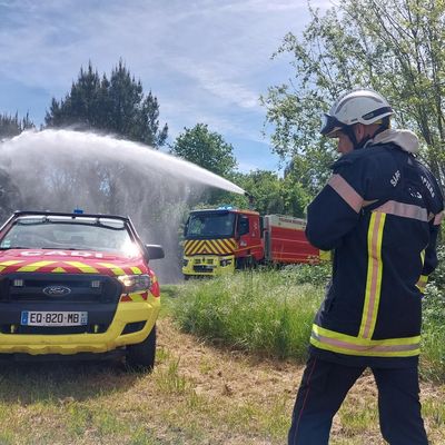 Exercice des pompiers à Landiras