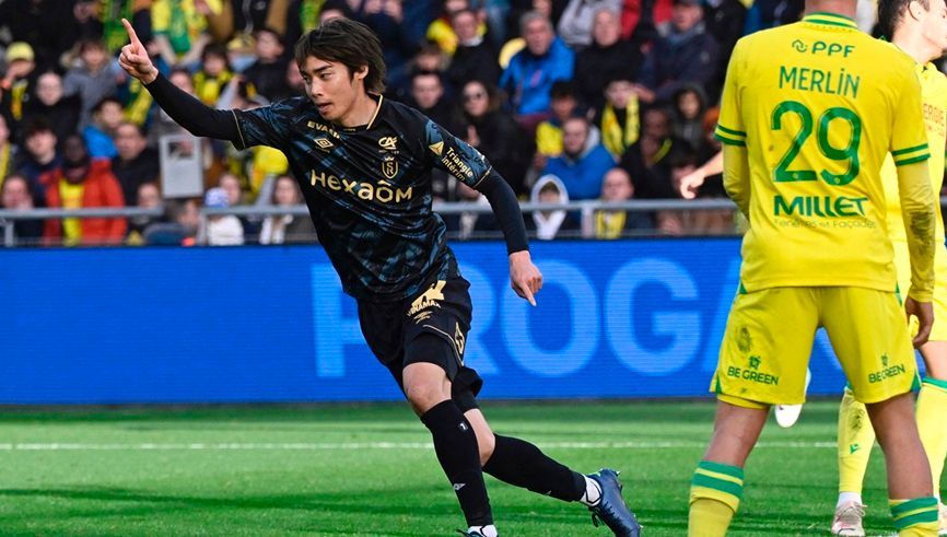 La joie de Junya Ito après son ouverture du score à Nantes