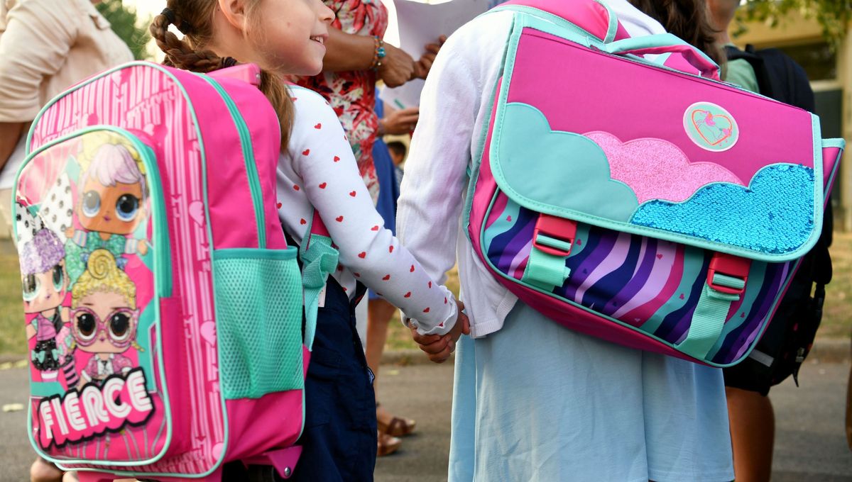 Illustration. Enfants allant à l'école à pied