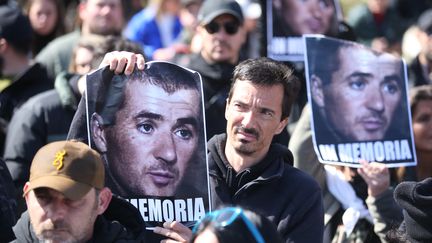 Une manifestation après la mort d'Yvan Colonna, à Ajaccio, en Corse-du-Sud, le 3 avril 2022. (PASCAL POCHARD-CASABIANCA / AFP)