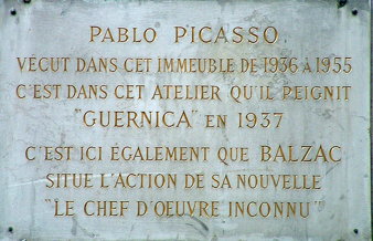 Plaque Pablo Picasso, 7 rue des Grands-Augustins, Paris 6e