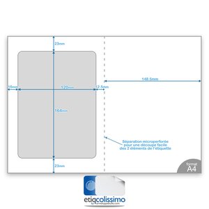 Lot de 1000 planches a4 avec étiquette colissimo intégrée 164 x 120 mm