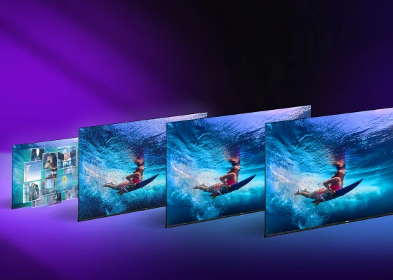 Illustration de plusieurs écran montrant un surfeur