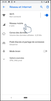 sélectionner « Réseau mobile »