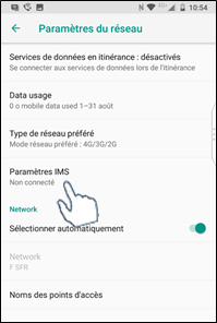  sélectionne « Paramètres IMS »