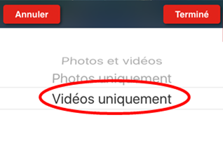 Sélection de Vidéos uniquement