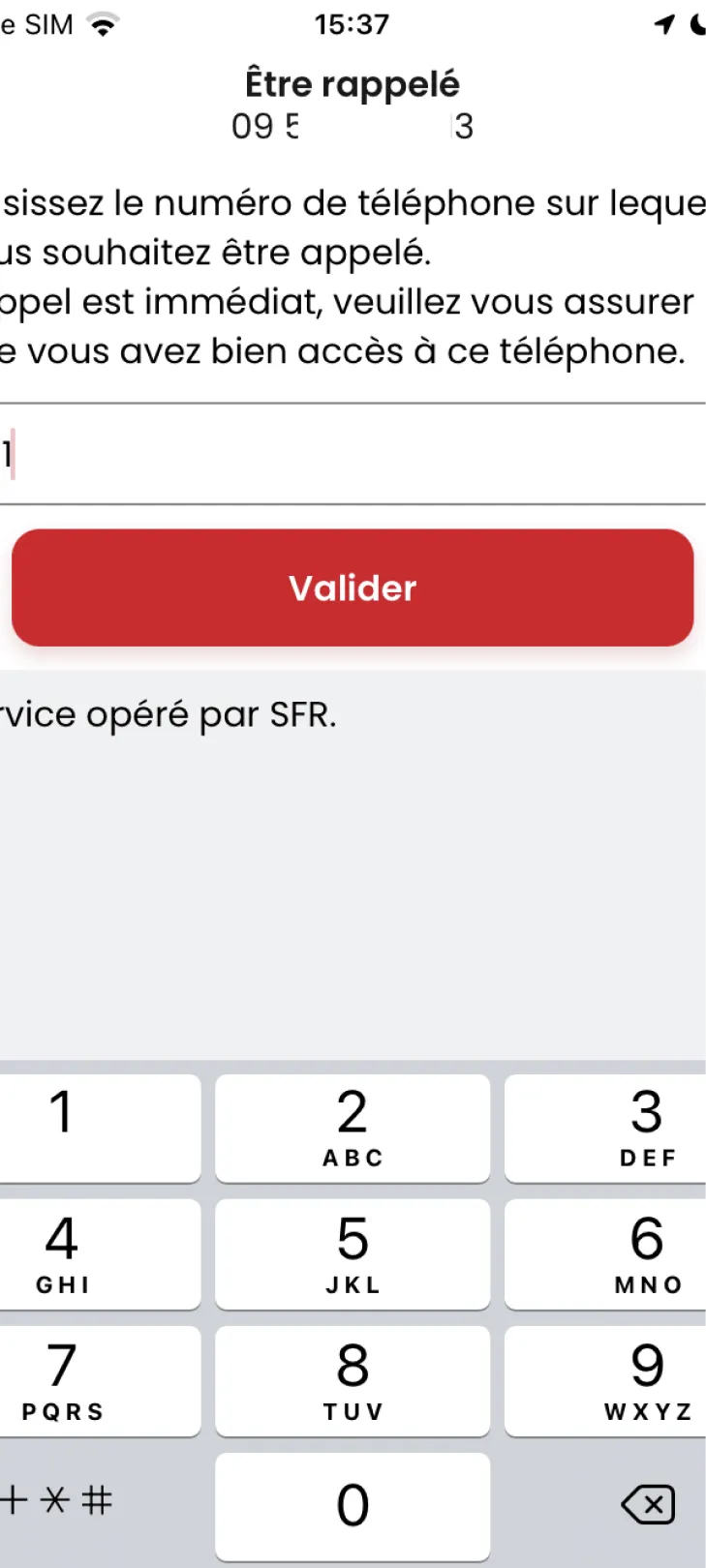 entrer son numéro pour être rappelé