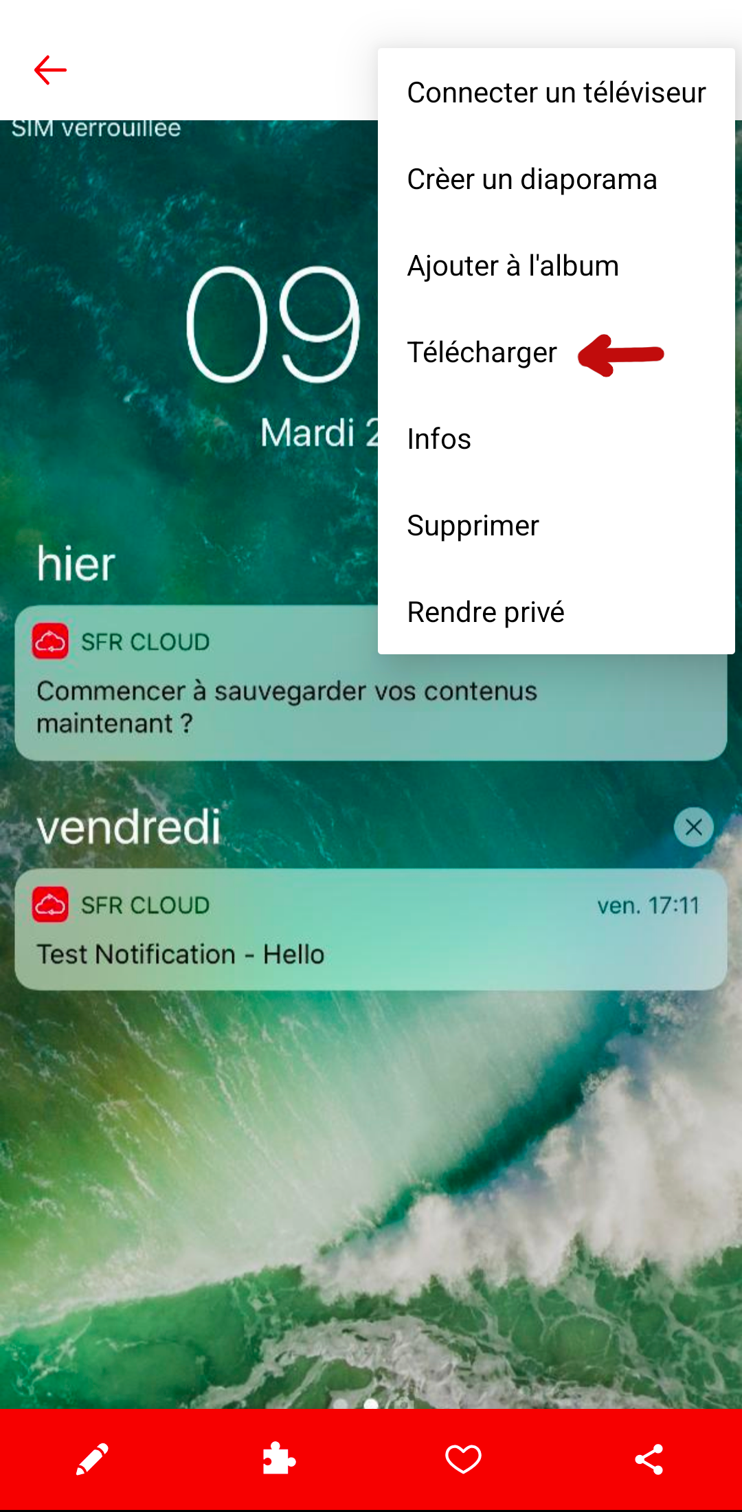 visuel du lien permettant le téléchargement SFR Cloud