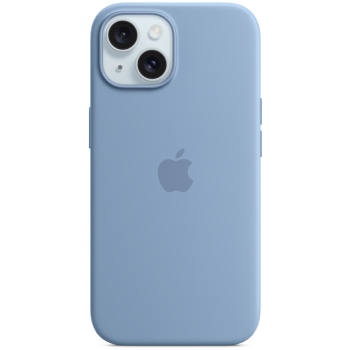 Coque silicone MagSafe bleu d'hiver pour iPhone 15