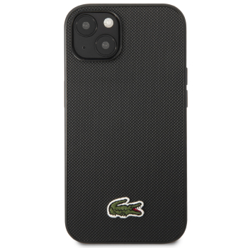 Coque semi-rigide Lacoste Petit Piqué noir pour Apple iPhone 15