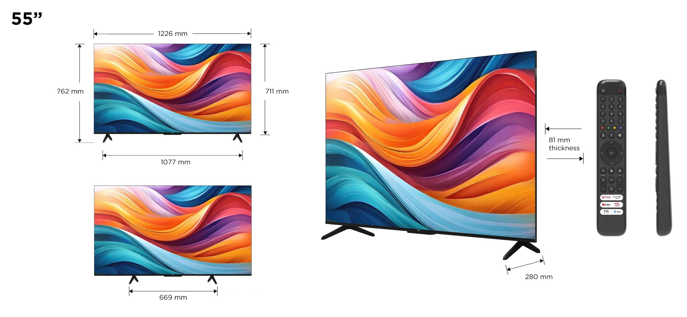 TV LED 4K 139 cm TCL QLED HDR Pro 55" - 55T7B