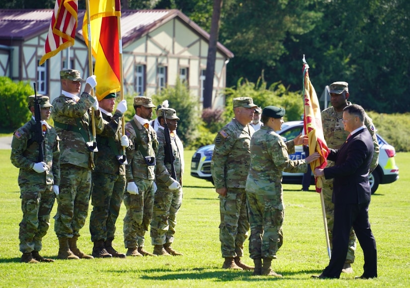 A change of command ceremony.