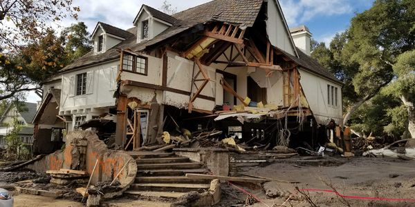 Damage from a major post-wildfire landslide that occurred on 9 January 2018 near Montecito, Santa Barbara County as a result of the 2017 Thomas Fire.