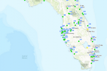 A Screenshot of the Florida Air Quality map from GIS application.