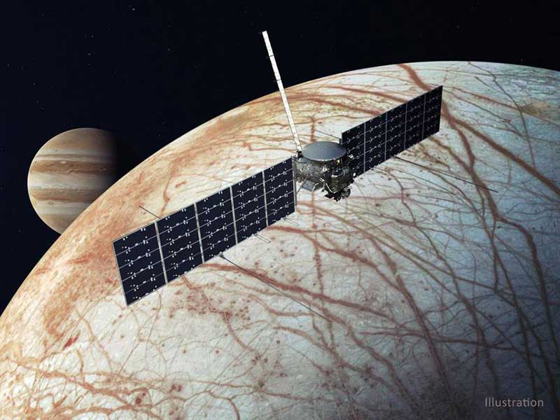 Europa Clipper over Europa