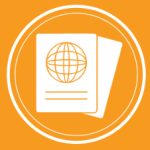 A passport icon for NASA's Virtual Guest Program.