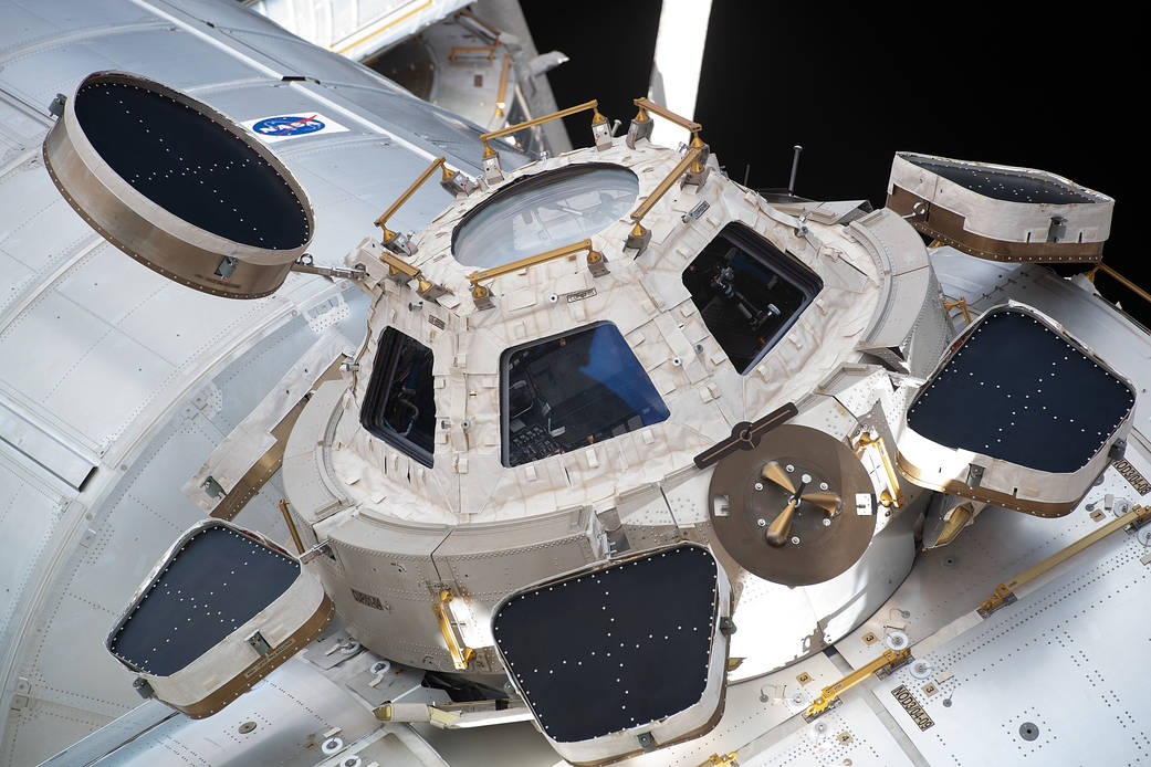 The International Space Station's "window to the world" is pictured from the Nauka Multipurpose Laboratory Module.