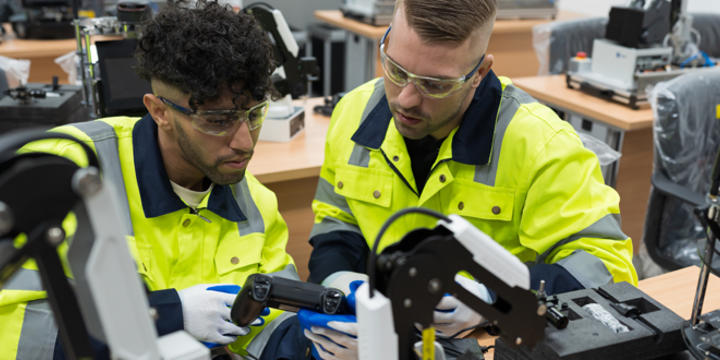 Two male engineers training