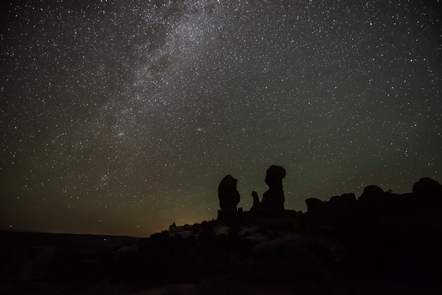 Milky Way over the Garden of EdenArches offers some excellent night sky viewing.