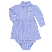 Υφασμάτινα Κορίτσι Κοντά Φορέματα Polo Ralph Lauren STRIPE DRESS-DRESSES-KNIT Μπλέ / Άσπρο