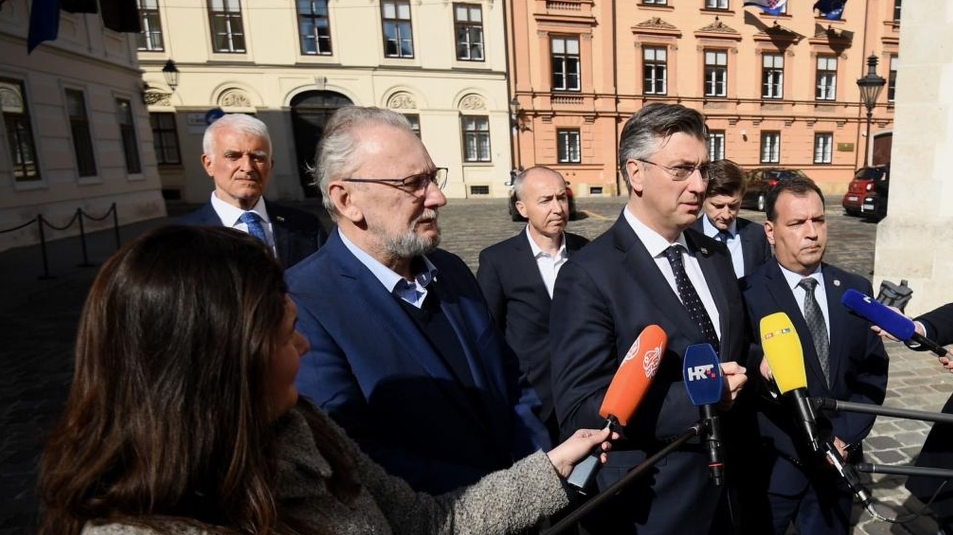 15.03.2020., Zagreb - Izjave nakon sastanka Kriznog stozera. Andrej Plenkovic, Vili Beros, Davor Bozinovic. 
Photo: Marko Lukunic/PIXSELL