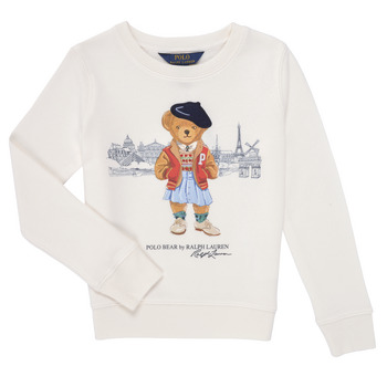 Ruhák Lány Pulóverek Polo Ralph Lauren BEARCNFLEECE-KNIT SHIRTS-SWEATSHIRT Fehér