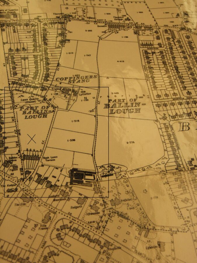 Former site of Japanese Gardens, aka Douglas Nurseries from Ordnance  Survey Ireland, 1949