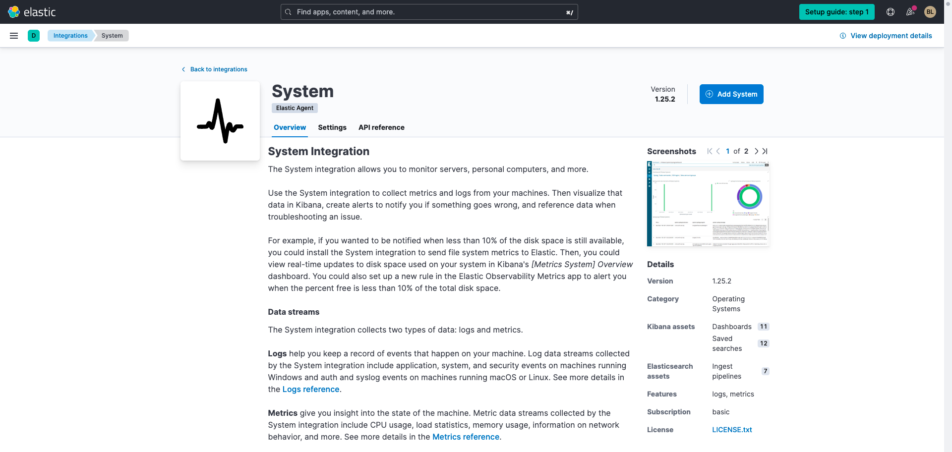 Elastic Observability system integration