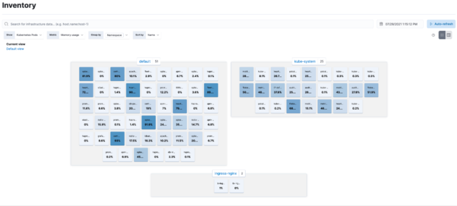 Screenshot of Elastic Observability inventory