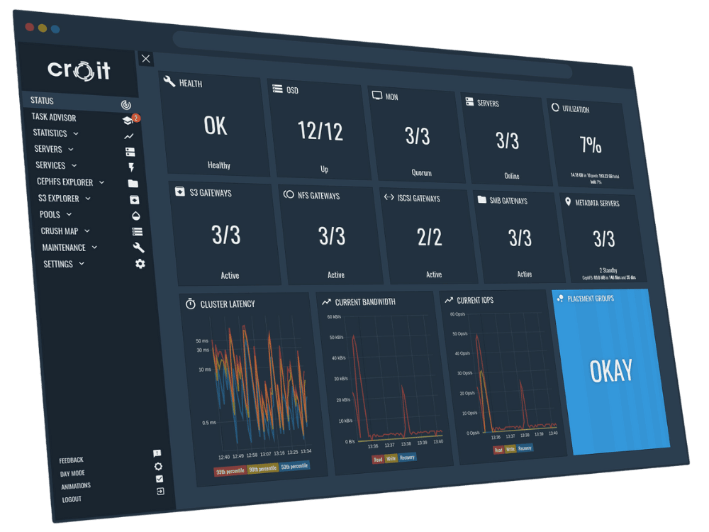 image of croit's ceph software user interface