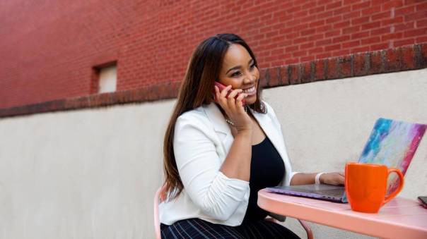 Woman talking on phone