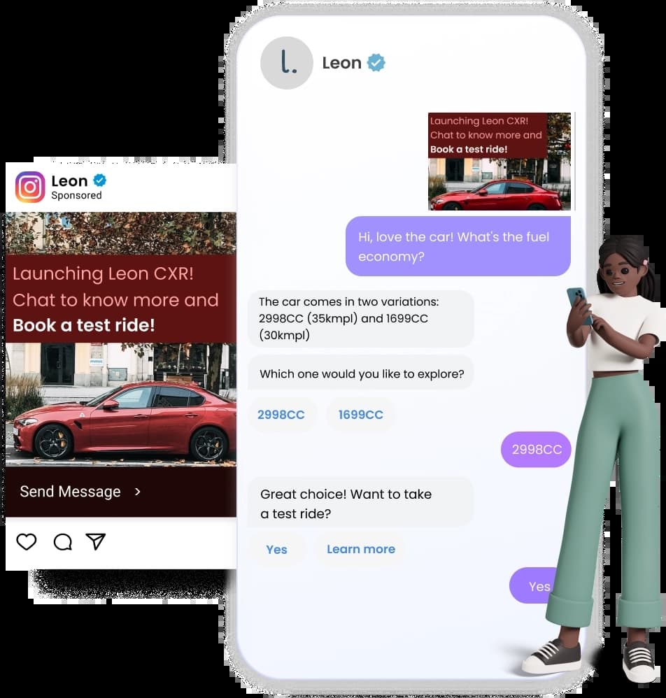 click-to-chat ads example on Instagram by retail brand