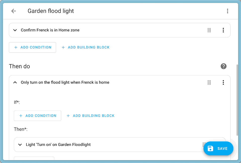 Screen recording showing you can now also drag and drop into nested elements in the automation editor.