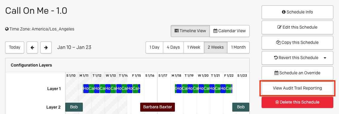 View Schedule Audit Trail Reporting