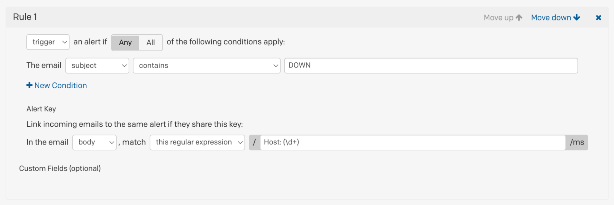 Email management trigger rule