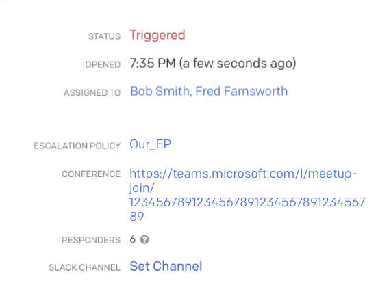 Incident details in the PagerDuty web application