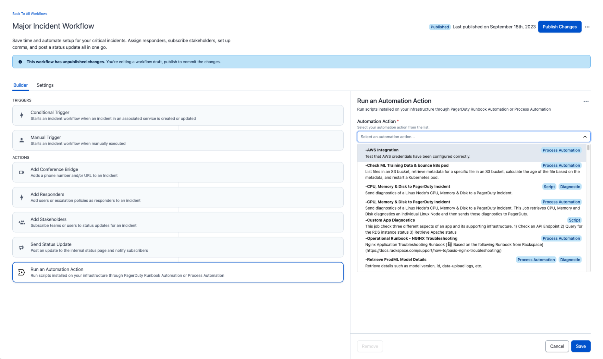 Run an Automation Action in Incident Workflows