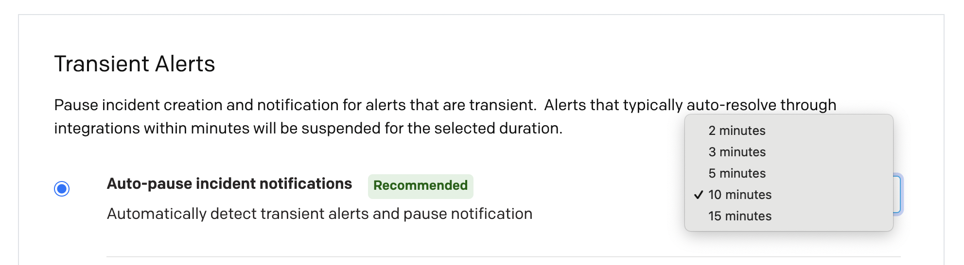 Select auto-pause duration