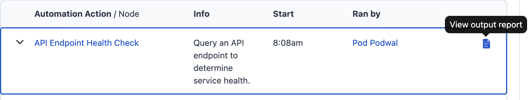 View output report