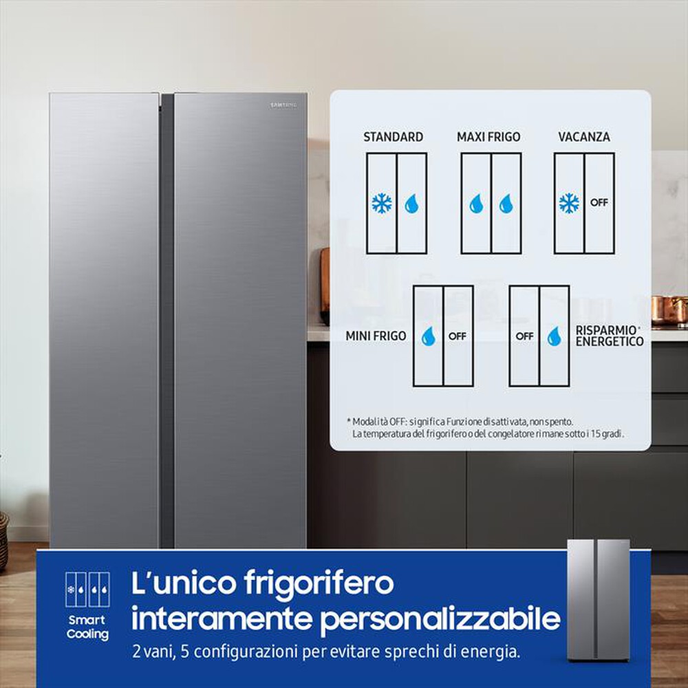 "SAMSUNG - Frigorifero side by side RS62DG5003S9EF Classe E-Metal Inox"