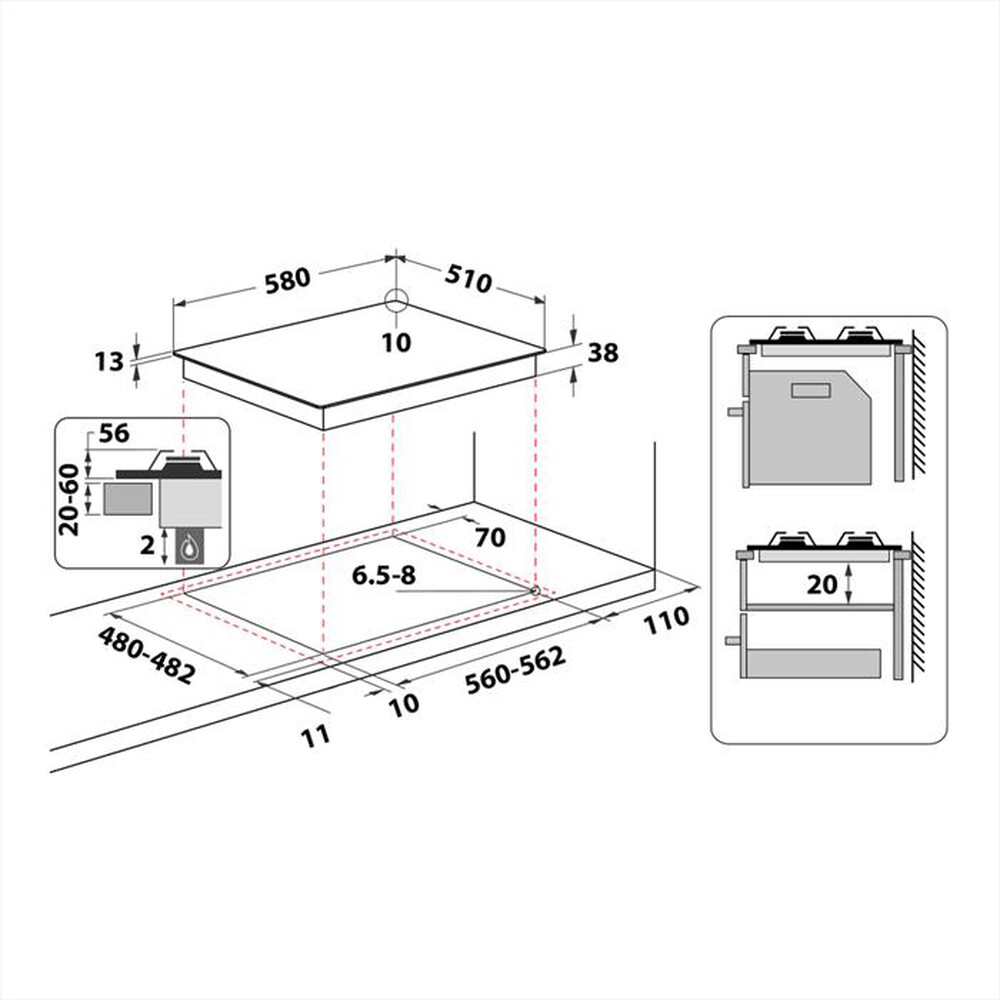 "WHIRLPOOL - Piano cottura a gas ELEMENTS TGML 661 IX/R 58 cm-Acciaio inossidabile"