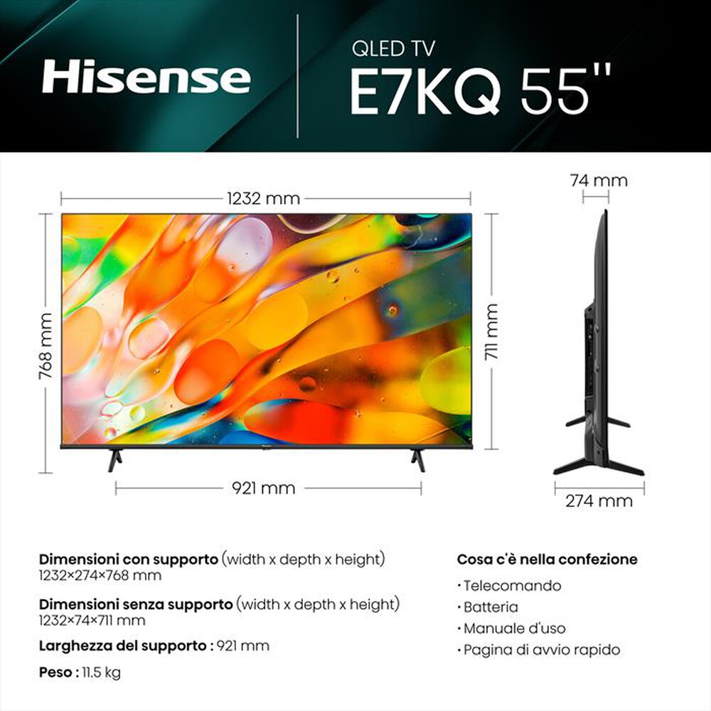 "HISENSE - Smart TV Q-LED UHD 4K 55\" 55E79KQ-Black"