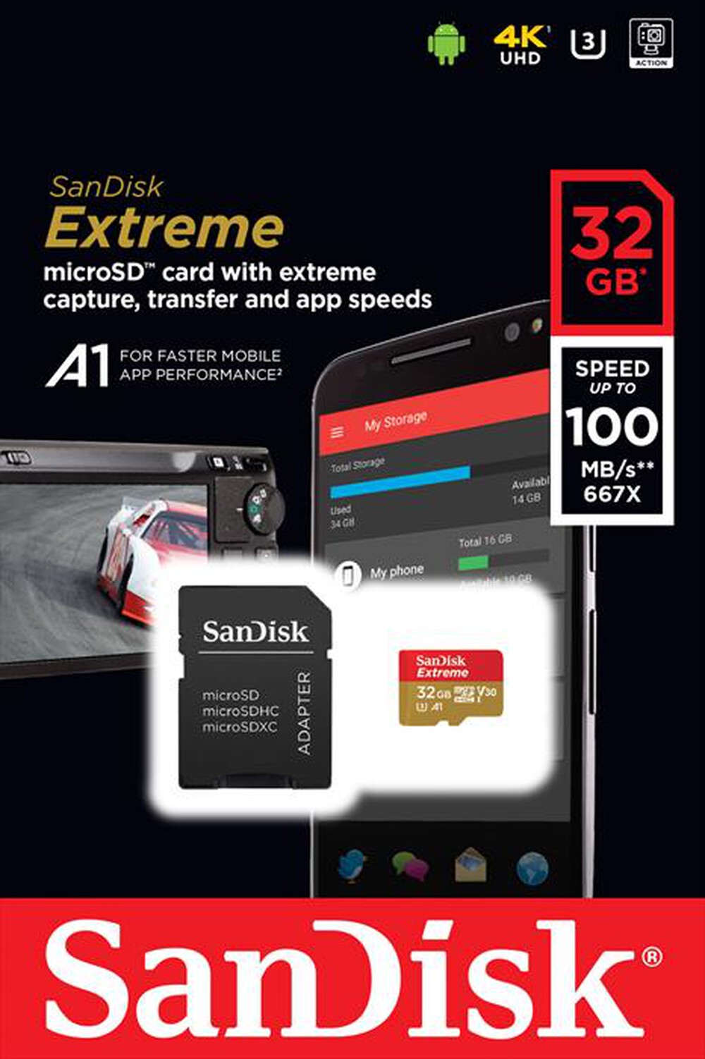 "SANDISK - MICROSDHC EXTREME 32GB A1 FINO A 100MB/S"