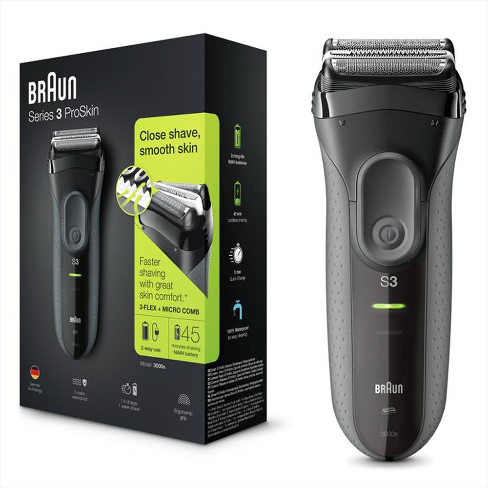 "BRAUN - Rasoio SERIES 3 PROSKIN 3000S-Nero"