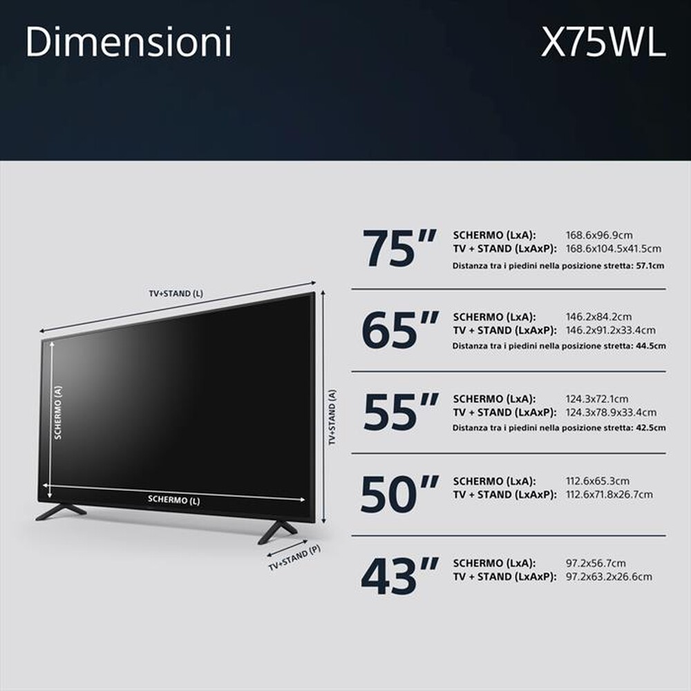 "SONY - Smart TV LED UHD 4K 75\" KD75X75WLAEP-Nero"