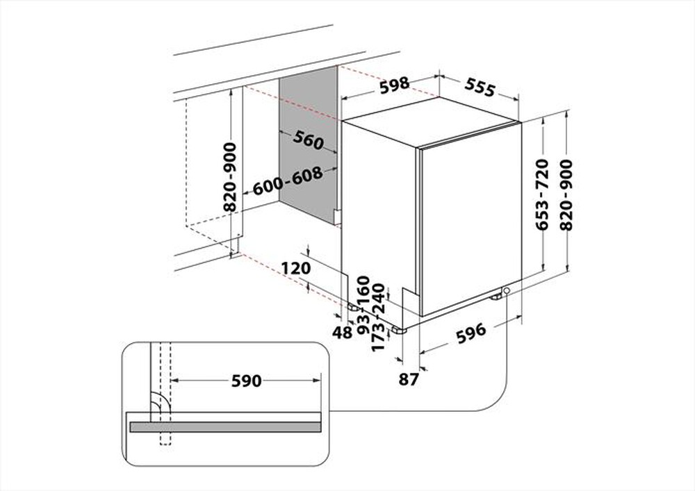 "WHIRLPOOL - Lavastoviglie incasso WIO 3O540 PELG Classe B"